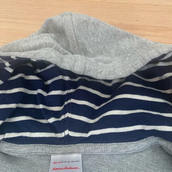 Hanna Andersson Gray Zip Up Hooded Sweatshirt Size 18-24 Months - Picture 5 of 6